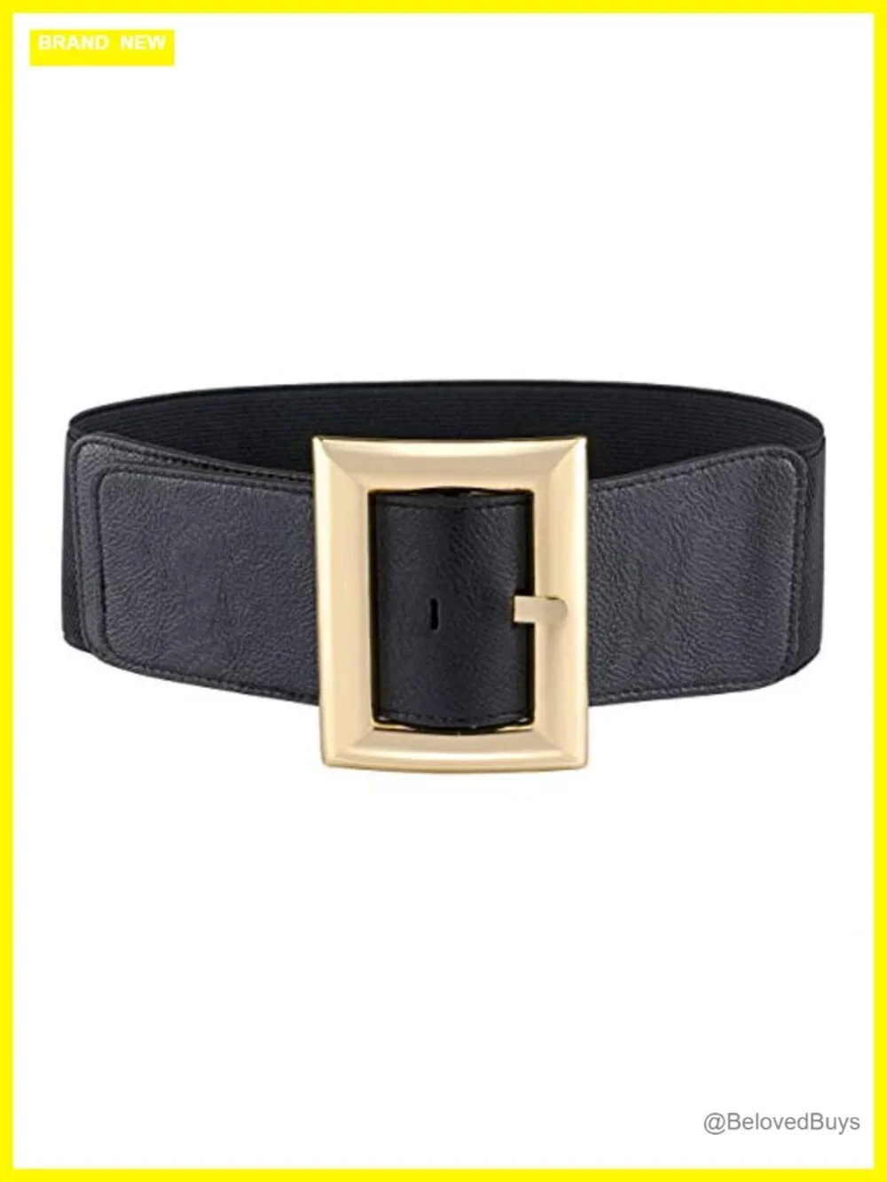 Wide Elastic Waist Belt Faux Leather Stretch Cinch Belt Vintage PU Leather